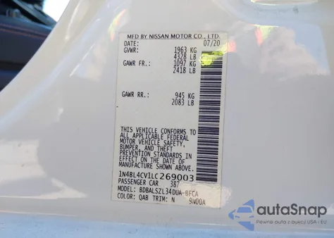 2020 Nissan Altima Sr Fwd z USA, uszkodzony, nr VIN 1N4BL4CV1LC269003